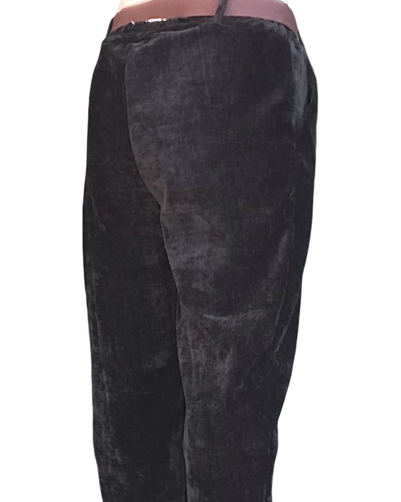 Pantalon noir en velours taille élastique