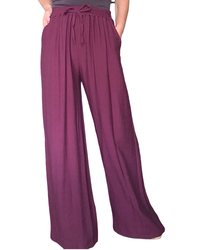 Pantalon palazzo bourgogne taille élastique 30 pouces de jambe