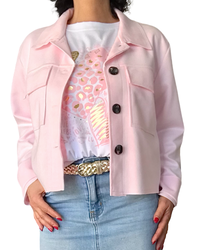 T-shirt blanc avec imprimé de cœurs rose pâle et doré