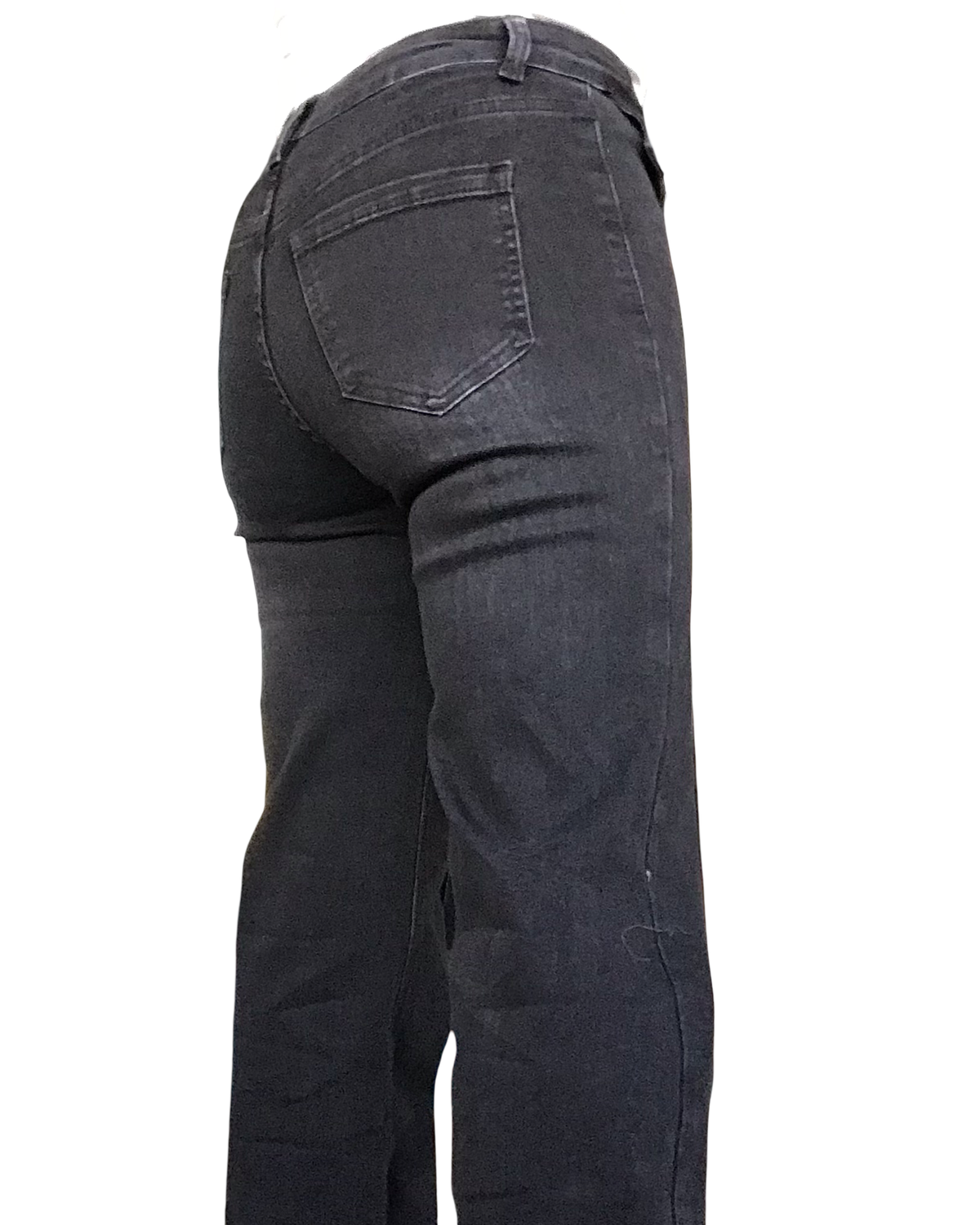 Jeans noir jambe droite avec sur picure le long de la jambe