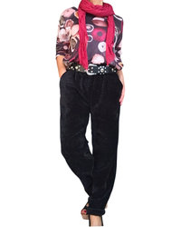 Pantalon noir en velours taille élastique