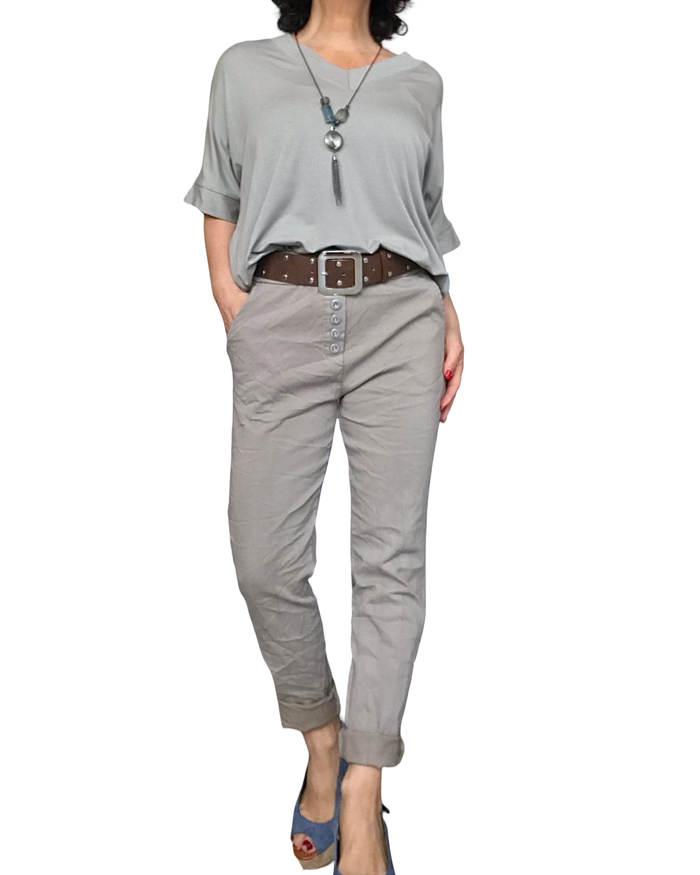 T-shirt uni moka manche courte col en V