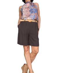 Short brun chocolat taille élastique