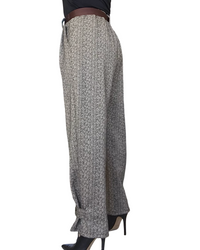 Pantalon tweedé baggy brun et beige, 7/8 taillé élastique – photo 5
