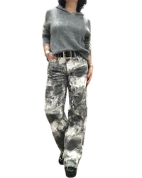 Pantalon marbré charcoal et blanc cassé jambe droite 32 pouces de jambe