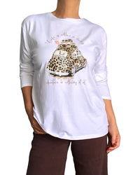 T-shirt manche longue blanc avec voiture coccinelle