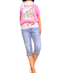 T-shirt col en V rose – Côte d’Azur