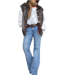 Veste brune sans manche en similicuir