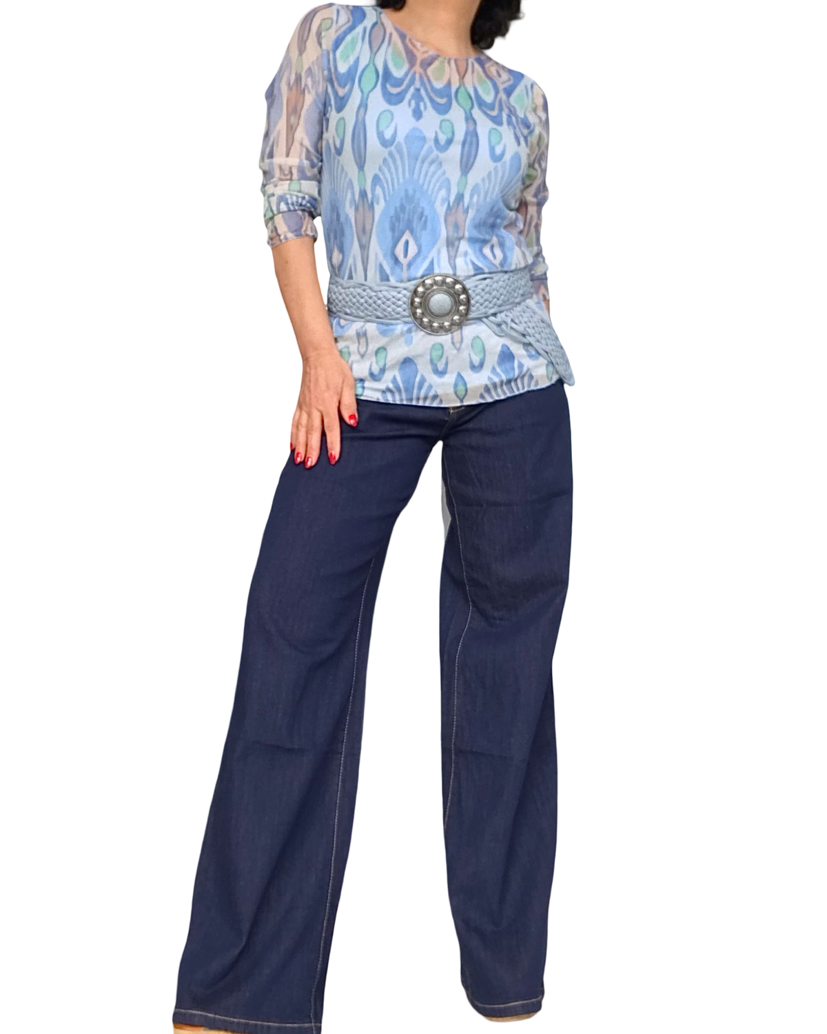 Jeans bleu foncé jambe droite 32 pouces de jambe