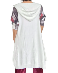 Veste crème uni longue avec capuchon