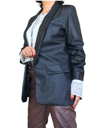 Veston noir en similicuir