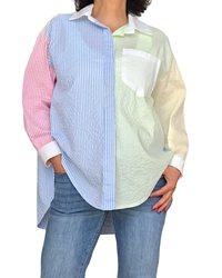 Chemise à rayures Color block, manche longue