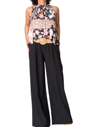 Pantalon palazzo noir taille élastique 30 pouces de jambe