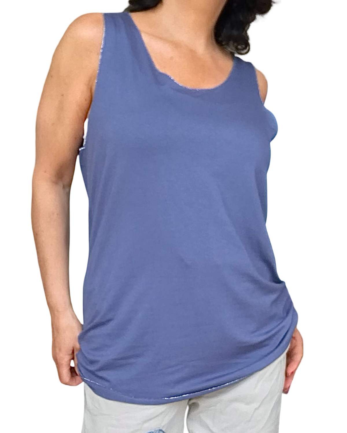 Camisole bleu jeans à bretelle large L/XL