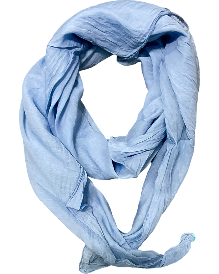 Foulard léger bleu ciel 20% soie et  80%coton