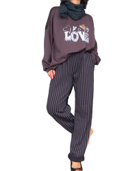 Chandail uni brun col rond en jersey « Love »( livraison 30 septembre)