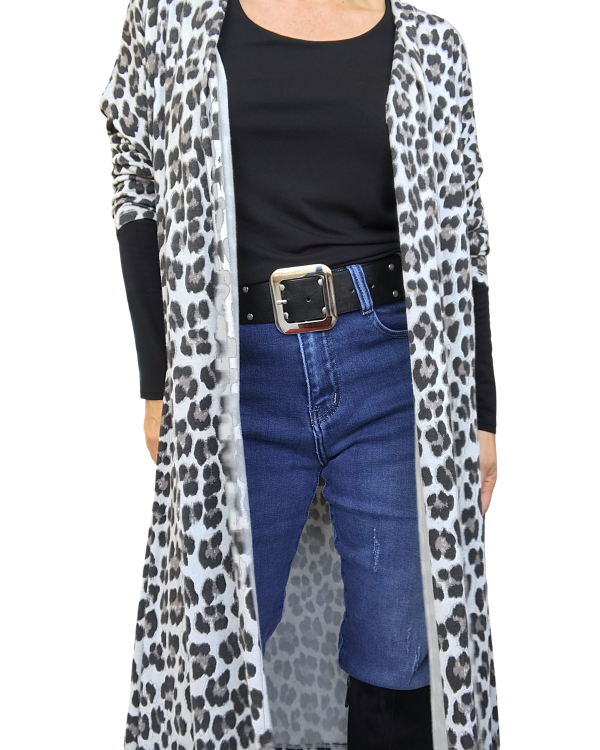 Cardigan léopard long