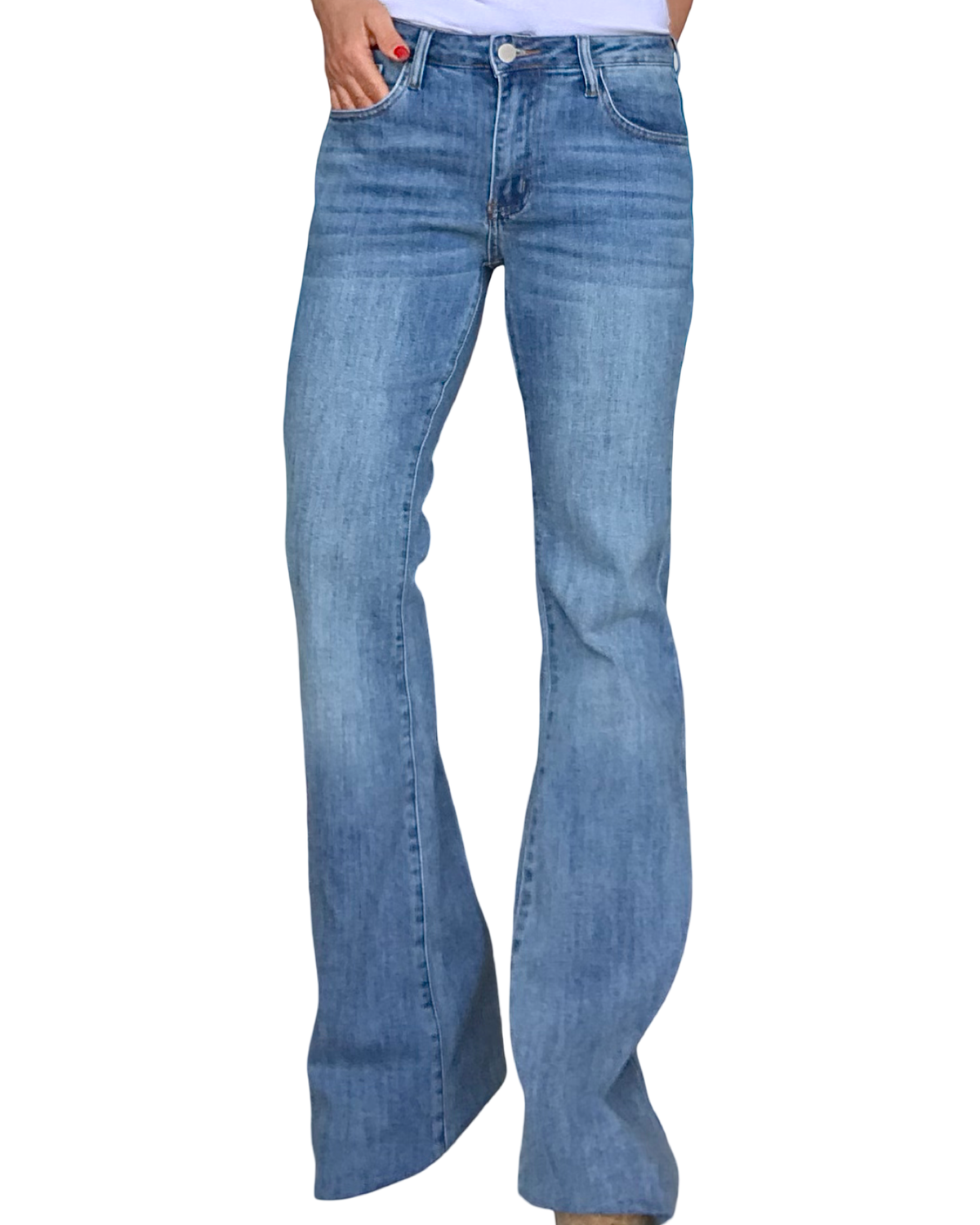 Jeans bleu moyen délavé flare 33 pouces de jambe