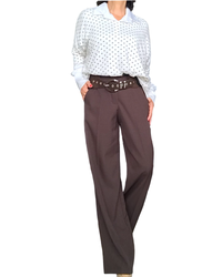 Pantalon brun classique, taille élastique 32 pouces de jambes