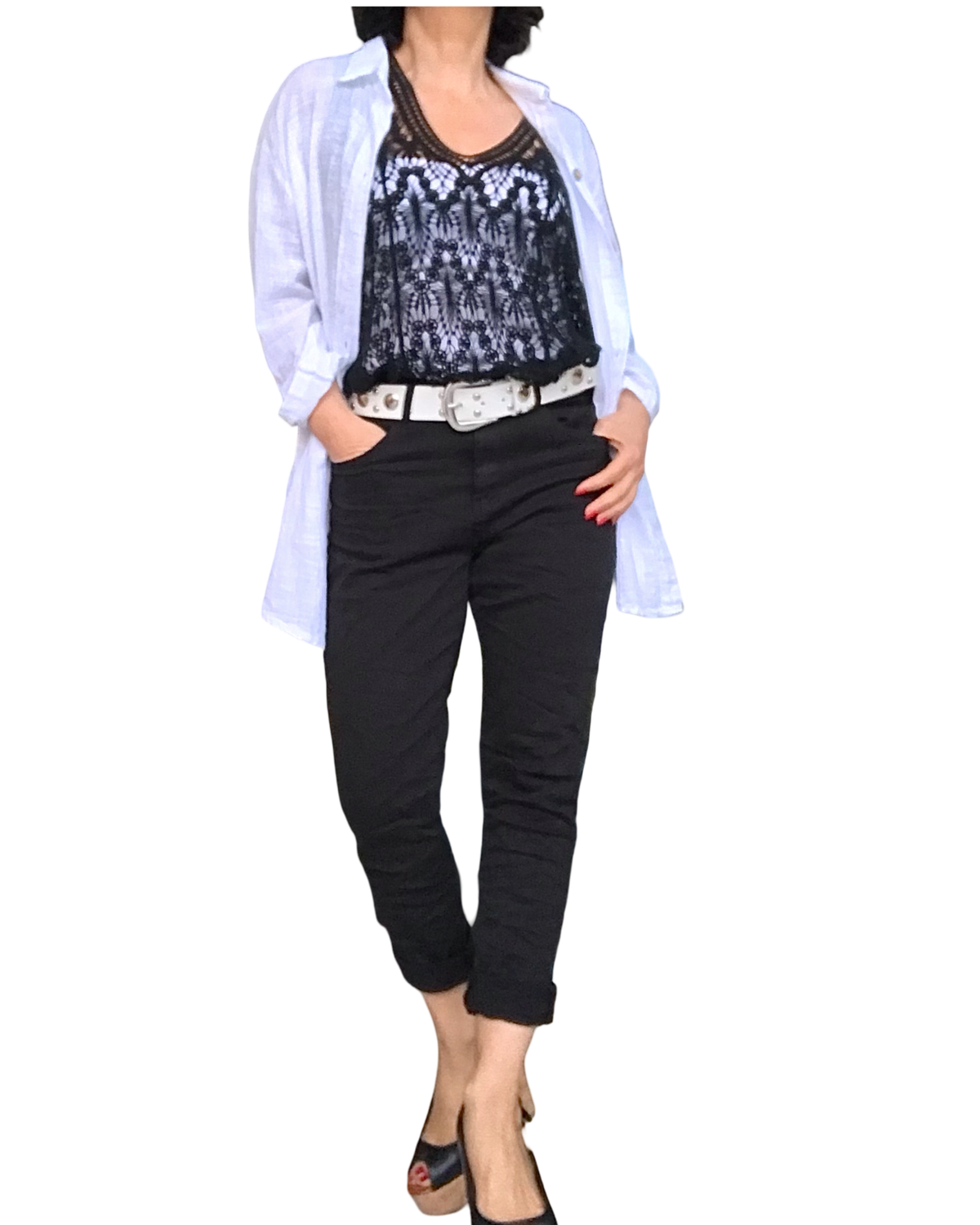 Debardeur en crochet couleur noir col en V