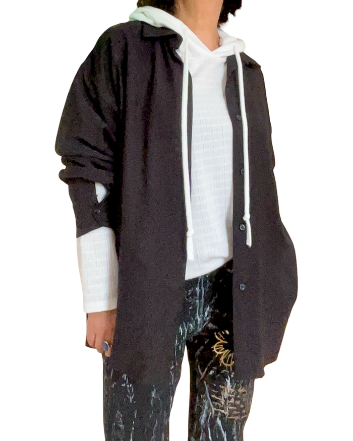 Chemise noire unie à manche longue