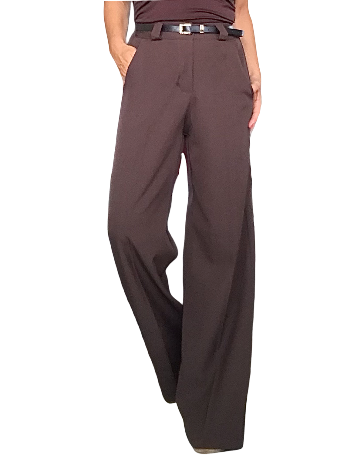 Pantalon brun classique, taille élastique 32 pouces de jambes